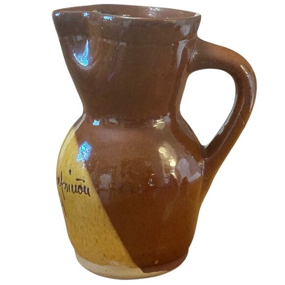 Meson del Champinon Madrid 8" Two Tone Glazed Pottery Sangria Pitcher Spain - Picture 2 of 6
